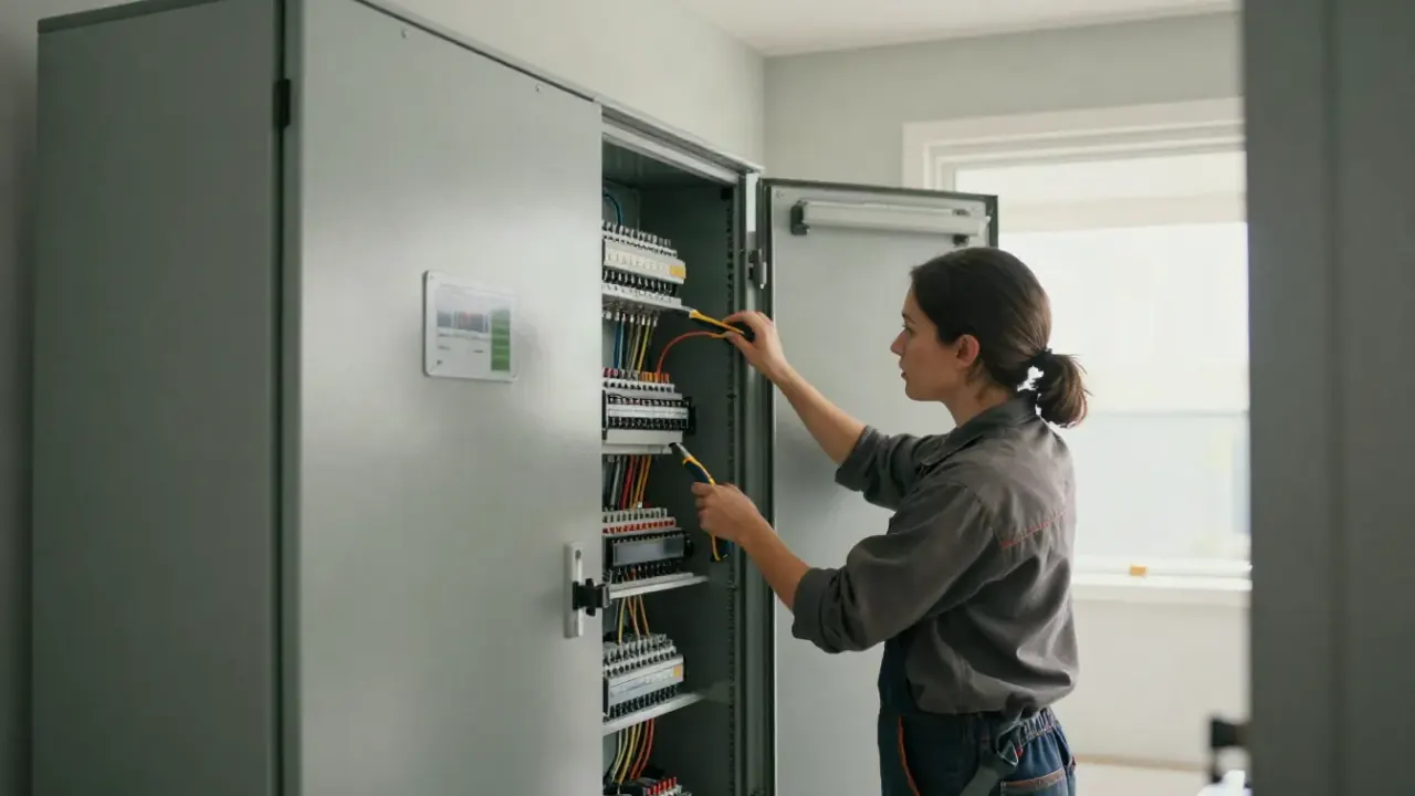 Electrical Panel Upgrade in Woodstock, Georgia: Electrical Panel Upgrade professional inspecting the work area before