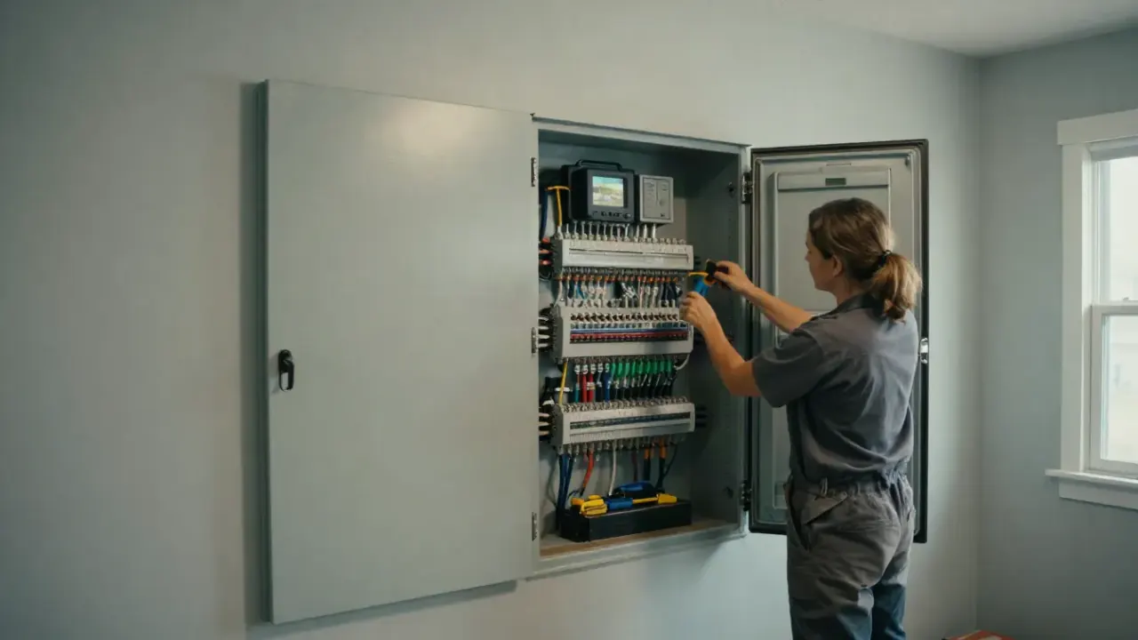 Electrical Panel Upgrade in Woodstock, Georgia: wide shot of a Electrical Panel Upgrade job in progress